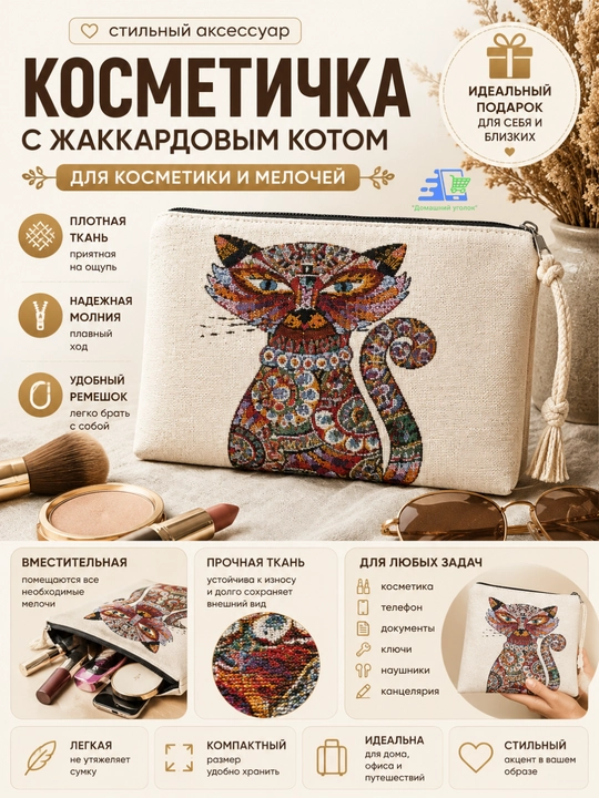 Клатч Moonlight Cats Tapestry – сумка с кошачьим принтом из Турции