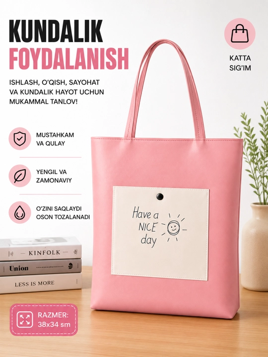 Ayolar uchun sumka, shopper koja matoli katta sig'imli sumka
