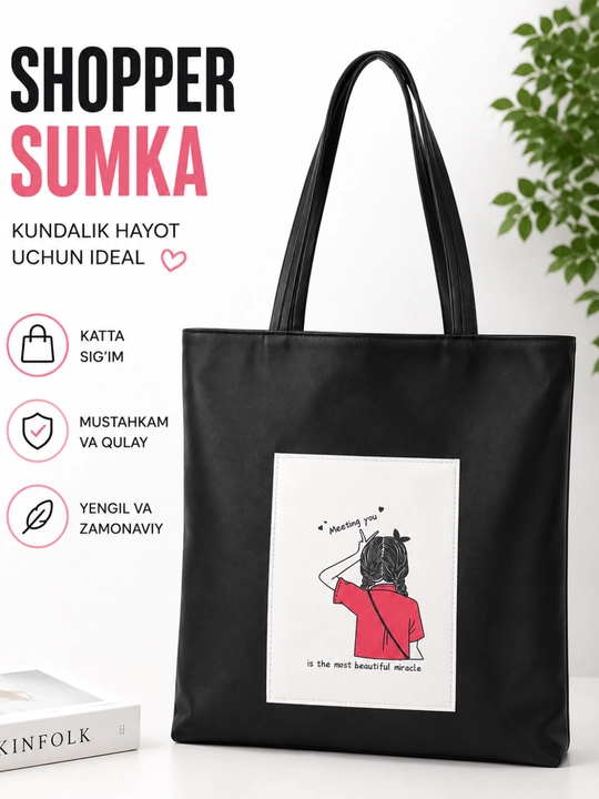 Ayolar uchun sumka, shopper koja matoli katta sig'imli sumka