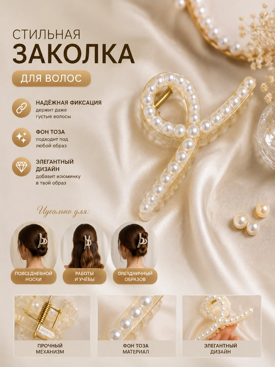 Ayollar uchun jemchukli krabik zakolka