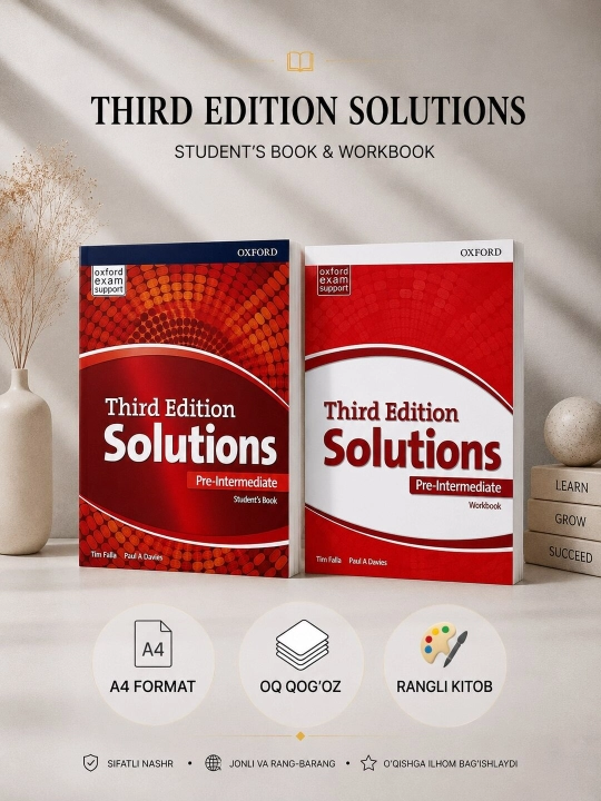 Solutions third Edition. Elementary, Pre-intermediate, Intermediate. Studentbook+Workbook - 