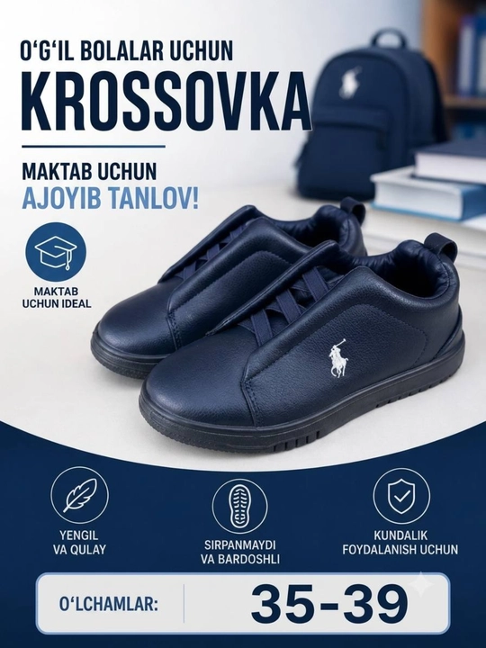 O‘g‘il bolalar uchun maktab krossovkasi (30-39 o‘lchamlar) - 