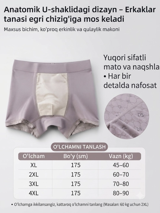 Мужские боксеры, набор 4 шт, хлопковые, мягкие и комфортные
