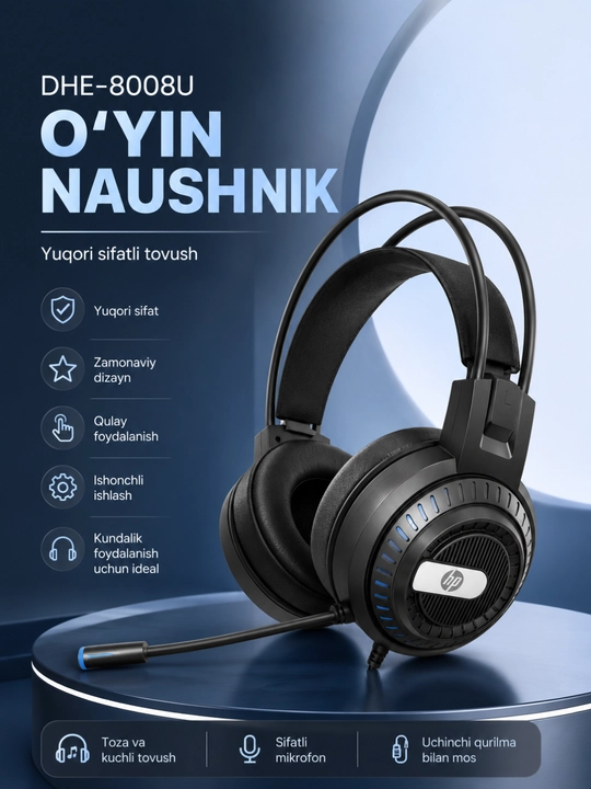HP Stereo Headset DHE-8008U USB Проводная гарнитура с микрофоном для ПК и ноутбука - 