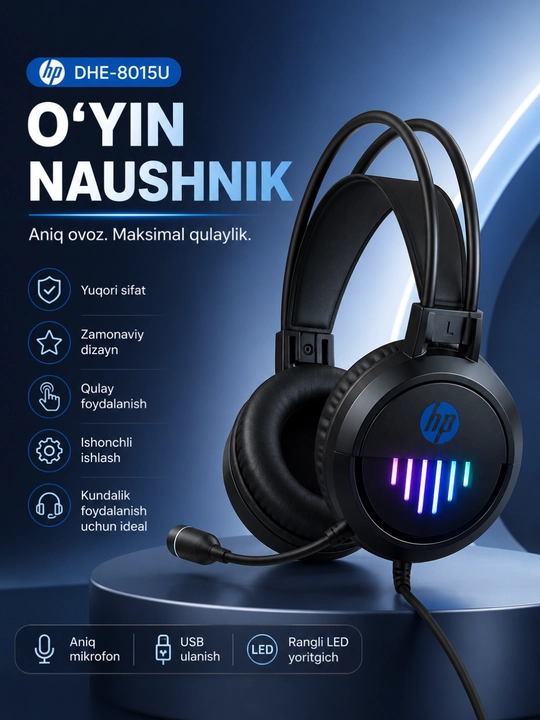 Hp dhe-8015u usb проводная стерео гарнитура с микрофоном для пк и ноутбука - 