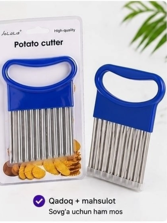 Фигурный нож для овощей JoLalS Potato cutter, волнистый резак для картофеля фри - 