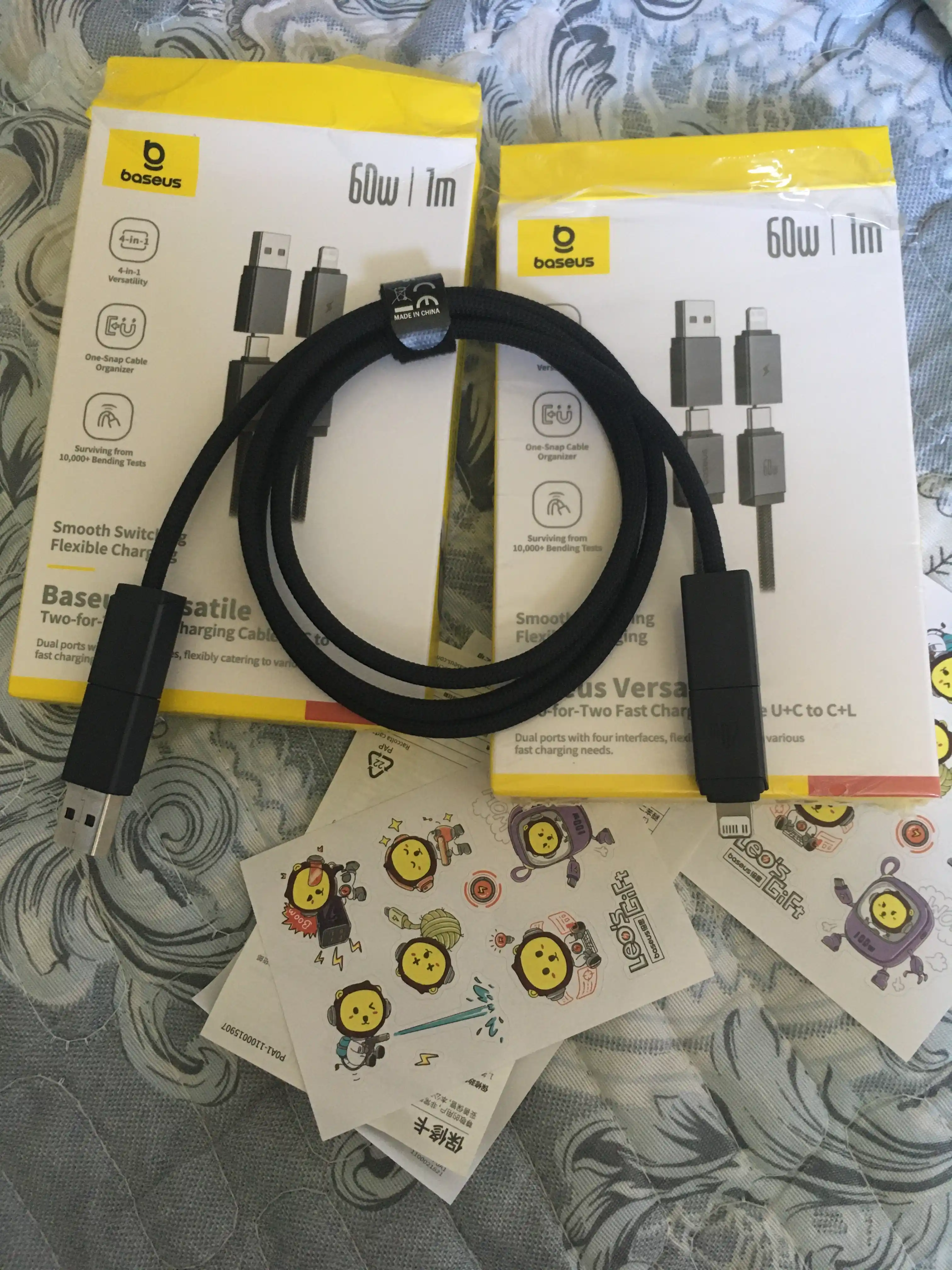 Zaryadlash kabeli Baseus Two-for-Two Fast Charging Cable U+C to C+L 60W 1m Cosmic Black