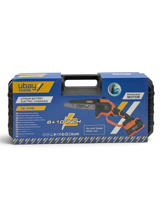 Аккумуляторная цепная пила Ubay UB-209BL, бесщеточный двигатель, 21 В, 2 аккумулятора 4 Ач