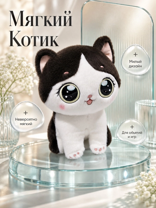 Мягкий котенок, игрушка, подарок для детей