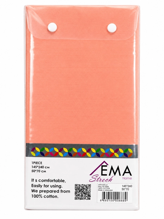 Bir kishilik choyshab to‘plami, trikotaj (suprem), 100% paxta, 145 × 240 sm