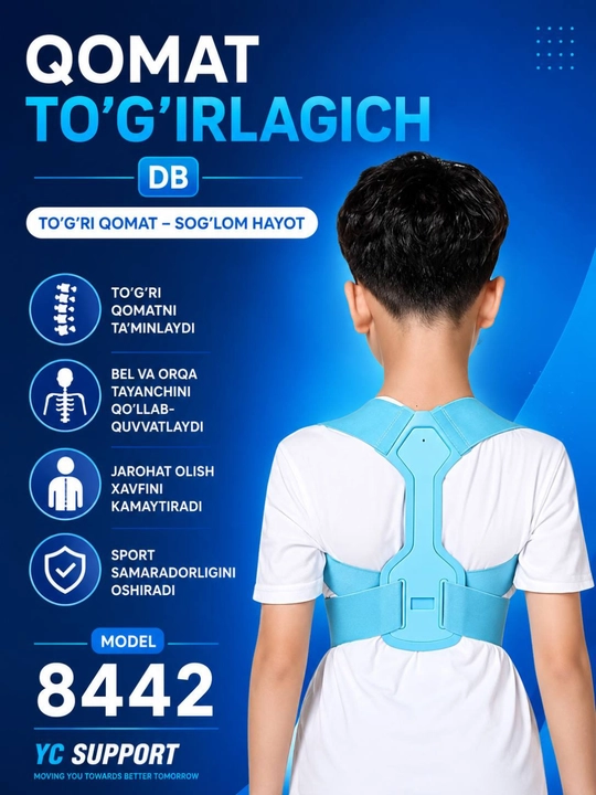 Qomat to‘g‘rilagich korrektor, bel va yelka uchun universal qomat tiklagich - 