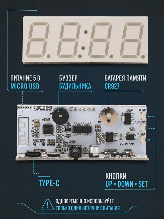 WiFi таймер-часы XY-CLOCK, LED-дисплей, управление через приложение, 3 цветовых варианта