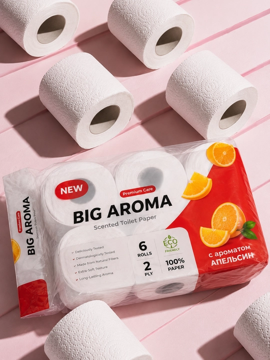 2 qavatli hojatxona qog‘ozi, mango hidli, 6 rulon, 100% sellyuloza