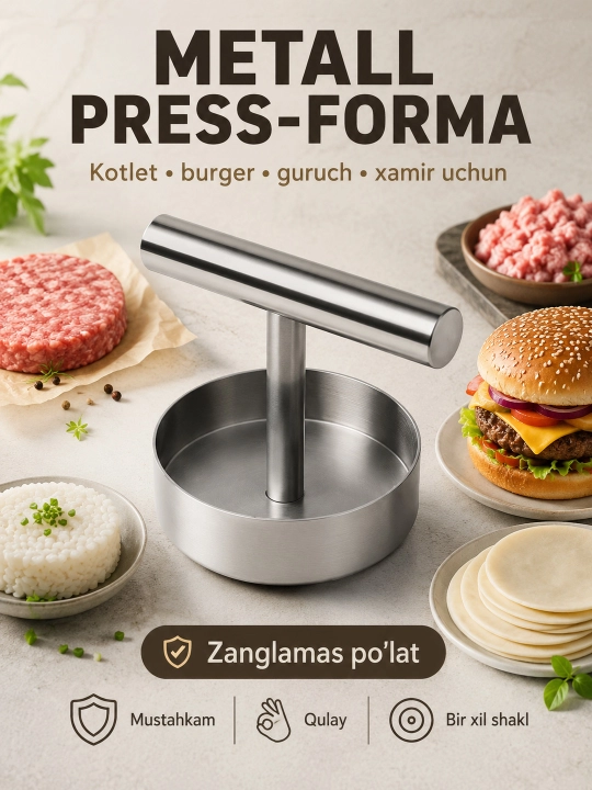 Пресс-форма металлическая для котлет, бургеров, риса и теста