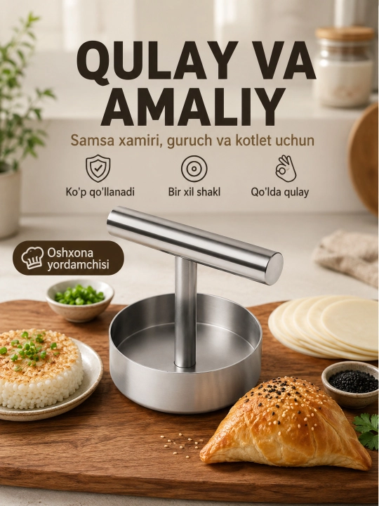 Пресс-форма металлическая для котлет, бургеров, риса и теста
