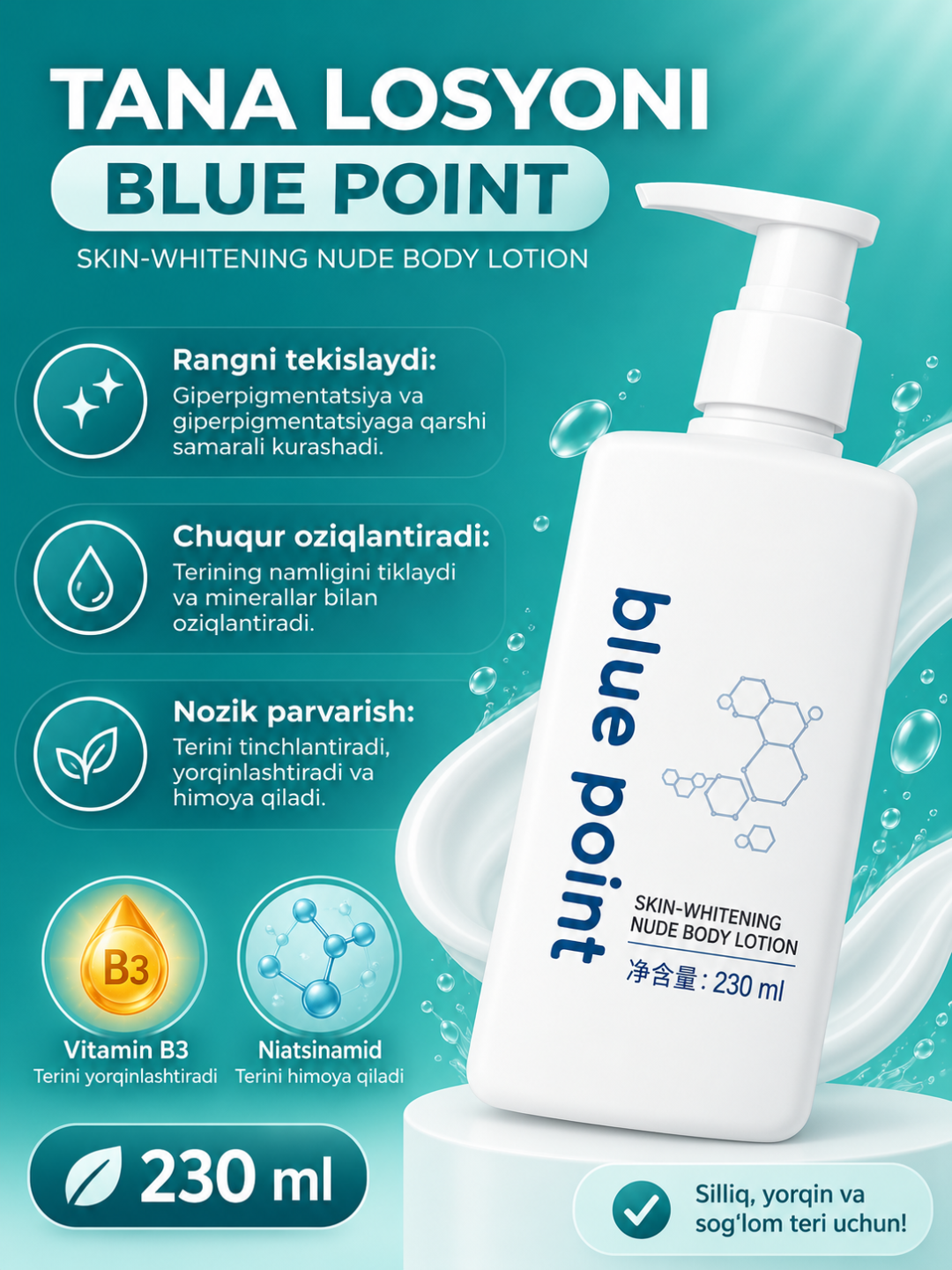 Лосьон для тела BLUE POINT с ниацинамидом, 230 мл - 