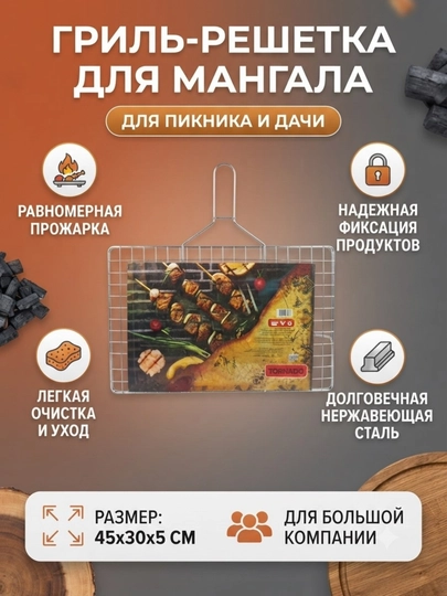 Panjara korpusi va uzun tutqichlari qalin, issiqlikka chidamli metall simdan ishlangan - 
