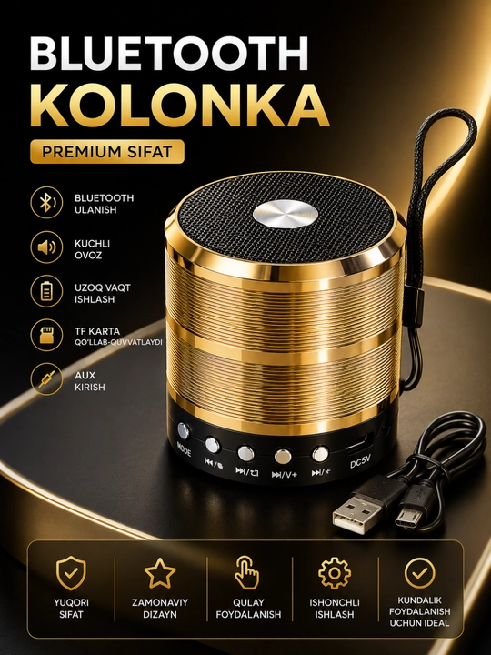 Портативная Bluetooth колонка WS-887 с FM, USB, TF, AUX беспроводной динамик - 