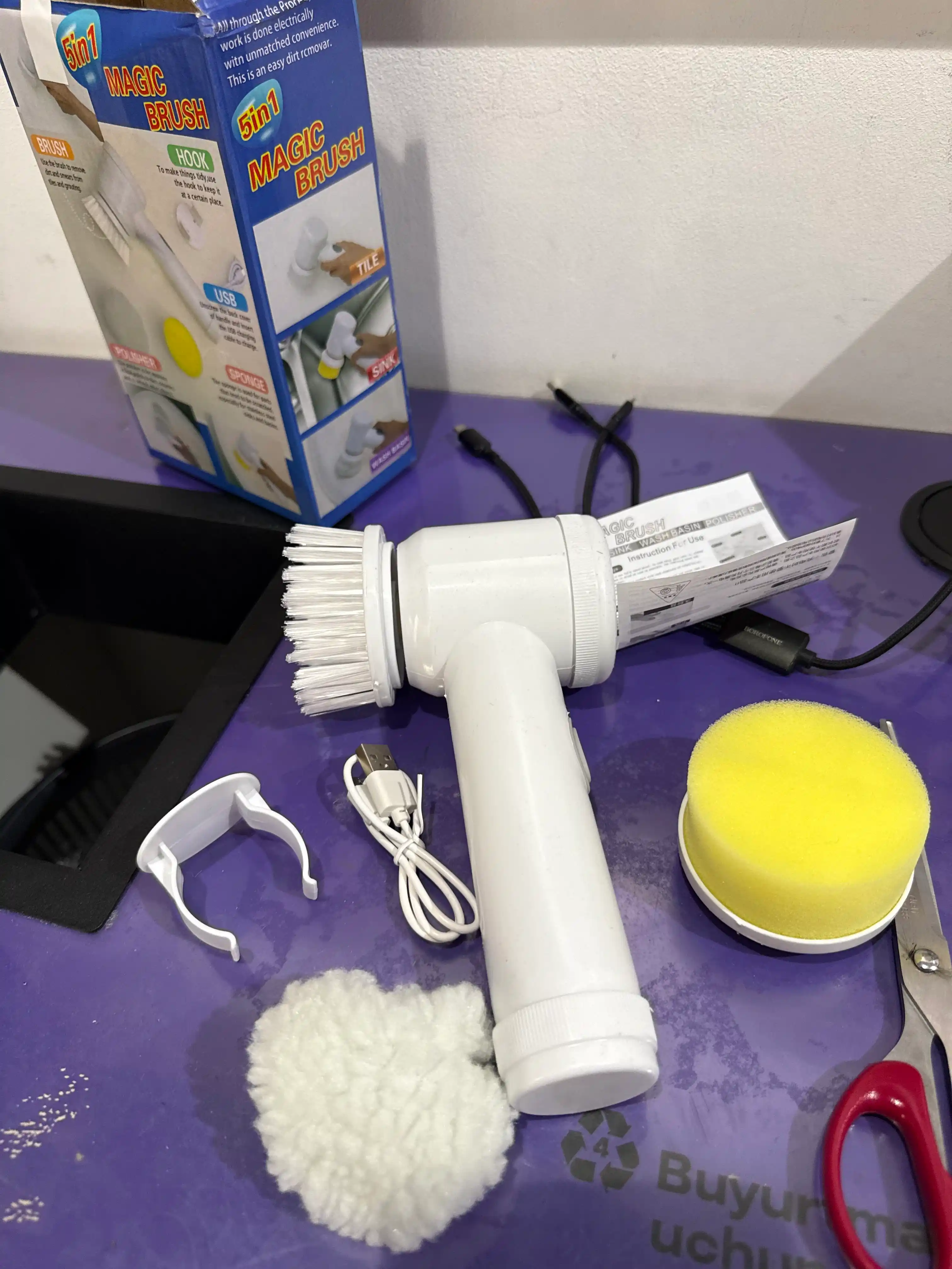 Tozalash uchun universal elektr cho'tka Magic Brush 5 tasi 1 da