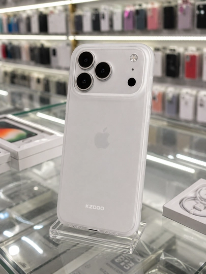 IPhone 17 Pro Max uchun mat himoya g'ilofi KZDOO 0,3 mm, ultrayengil, tirnalishga chidamli