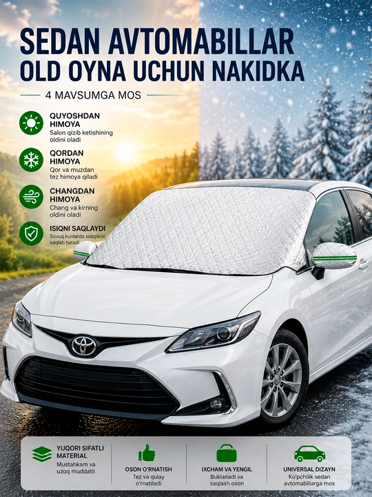 Avtomobil old oyna uchun quyoshdan himoya tent, 3 qatlam issiq va sovuqdan - 