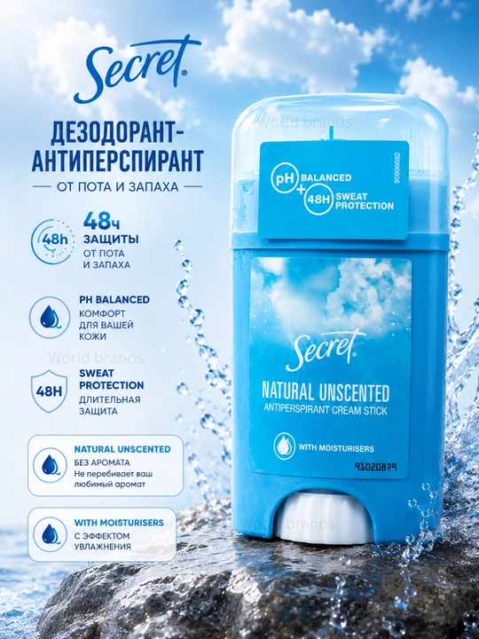 Antiperspirant Secret ayollar uchun, nozik hidli va hidsiz, 48 soat himoya, 40 ml - 