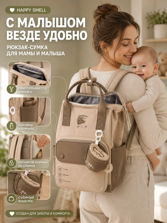 Сумка-рюкзак для мам с маленькими детьми, Mommy bag, вместительная сумка для детских вещей