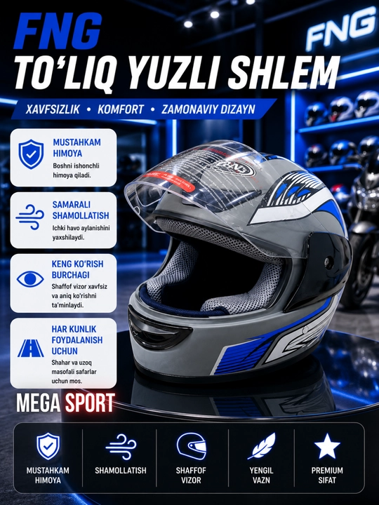 Skuter va mototsikl haydovchilari uchun mototsikl dubulg'asi
