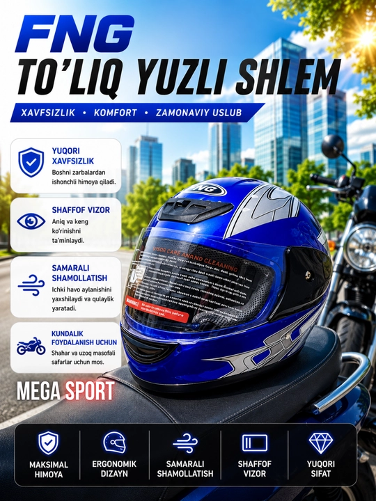 Skuter va mototsikl haydovchilari uchun mototsikl dubulg'asi