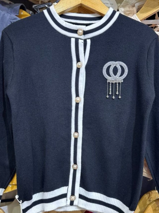 Qizlar uchun maktab kardigani, uzun yengli trikotaj kardigan