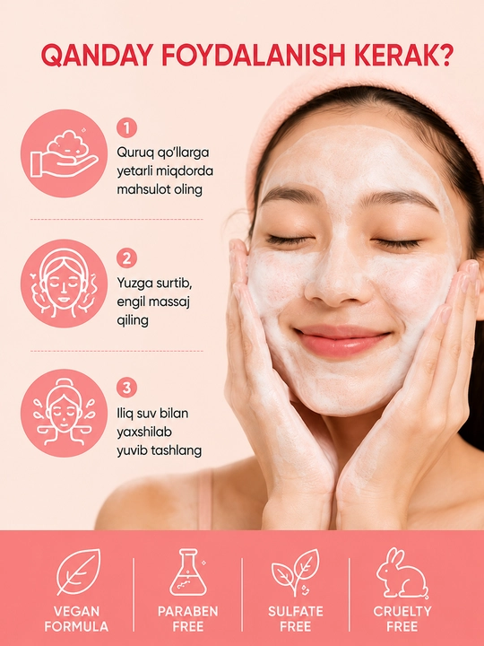 Yuz uchun gel ko'pik, LALARECIPE YUZU Self Foaming, CICA HEMP SEED 3 in1 Cleanser, 200 ml