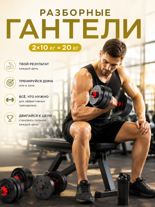 Разборные гантели 10–30 кг, трансформер 2 в 1, набор гантелей со штангой для дома и зала