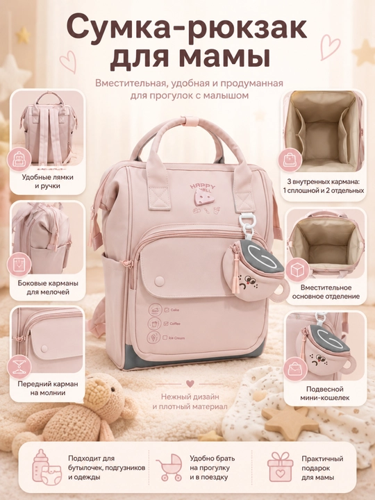 Сумка-рюкзак для мам с маленькими детьми, Mommy bag, вместительная сумка для детских вещей