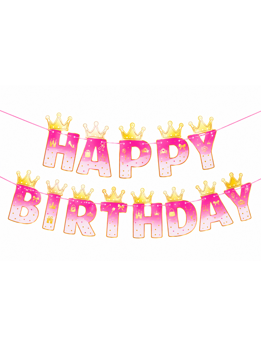 Гирлянда Happy Birthday с коронами, бумажное украшение на день рождения
