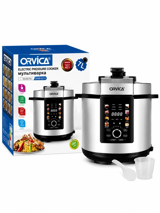 Электрическая мультиварка ORVICA ORM-6211 7 л, скороварка, 14 программ