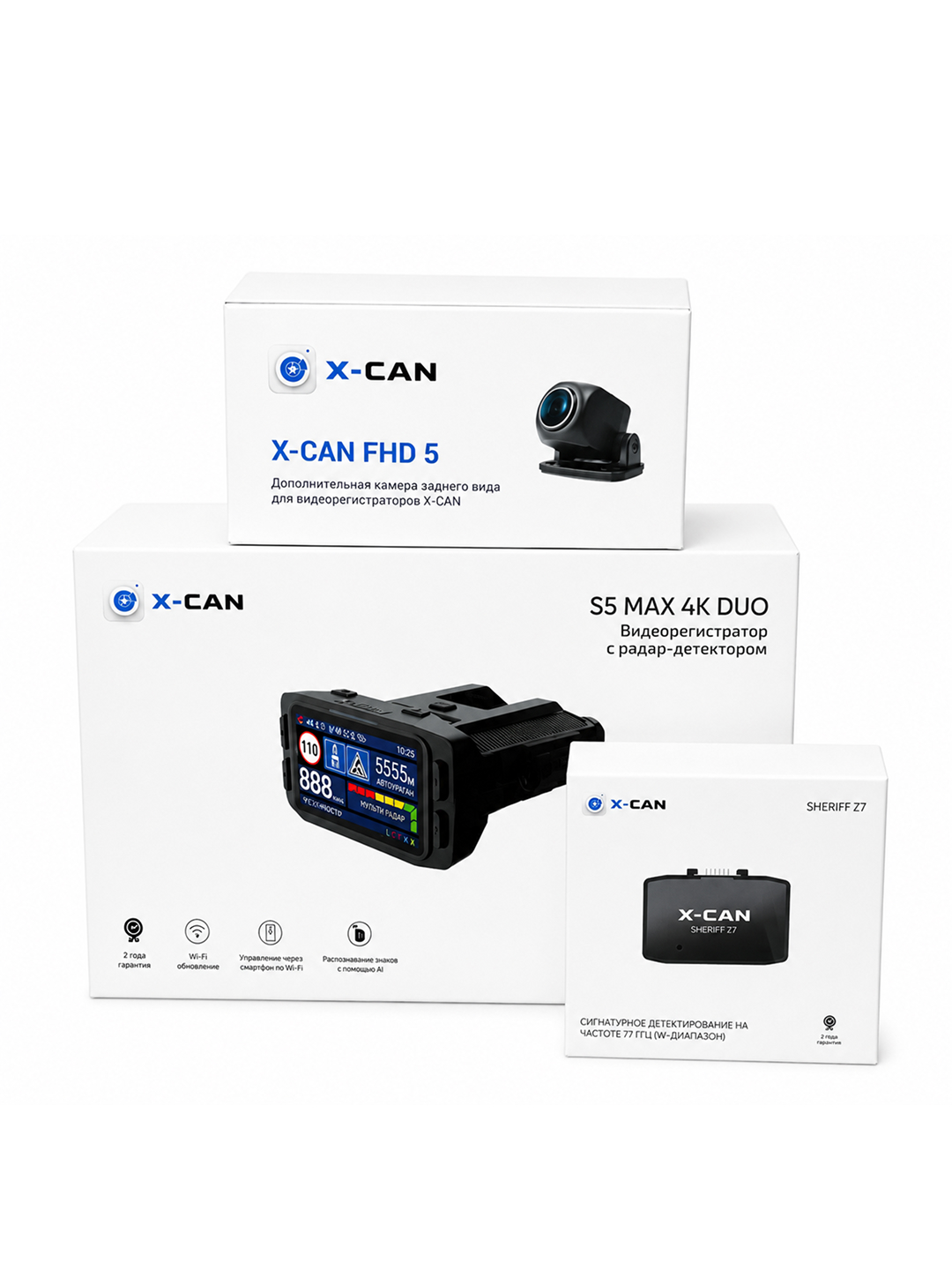 X-CAN S5 MAX 4K DUO videoregistrator,radar detektor,Sheriff Z7 moduli va FHD 5 orqa kamera - 