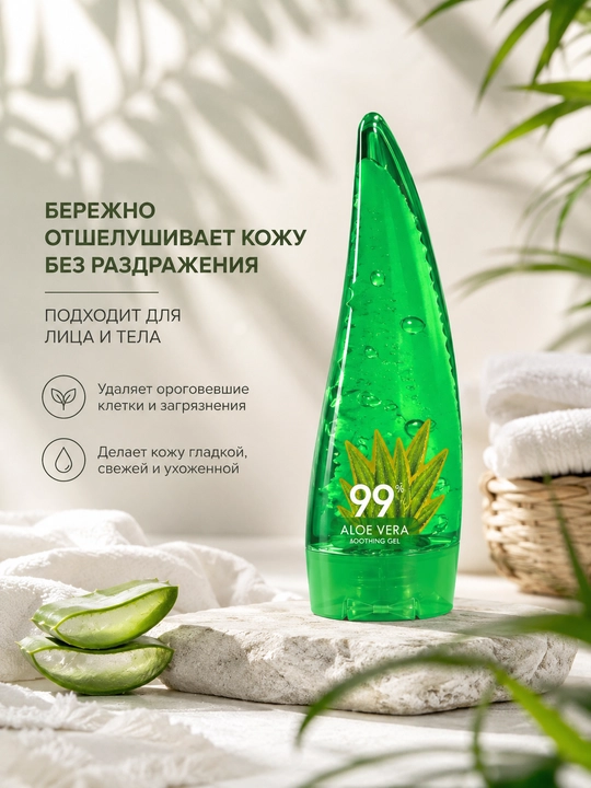 Пилинг-скатка для лица и тела с экстрактом алоэ, мягкое очищение кожи