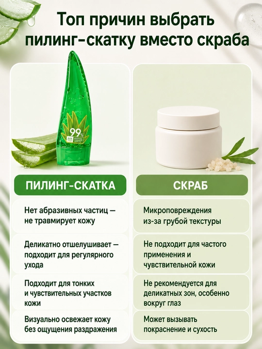 Пилинг-скатка для лица и тела с экстрактом алоэ, мягкое очищение кожи