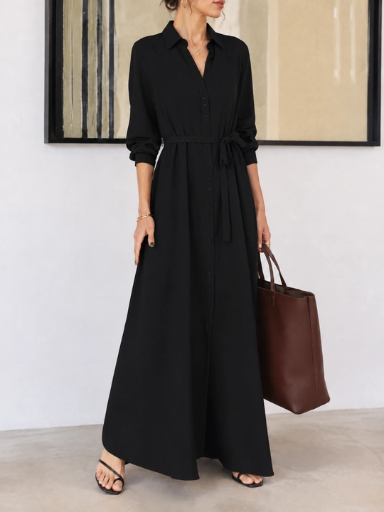 ELLY FASHION ayollar uzun ko‘ylak-rubashkasi, maksi, L–5XL - 