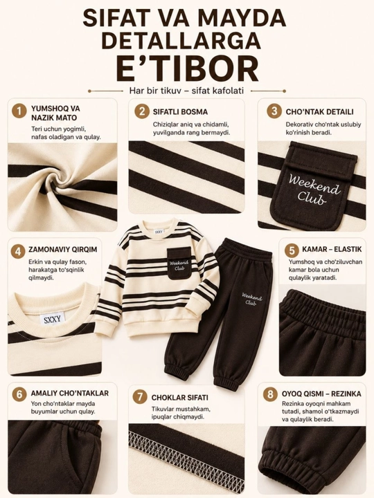 O‘g‘il bolalar uchun sport kostyumi, bahor-kuz, trikotaj paxta, kofta va shim, 1–4 yosh