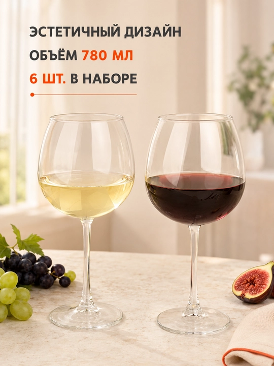 Набор бокалов стеклянных Pasabahce Enoteca 780 мл 6 шт для вина и коктейлей