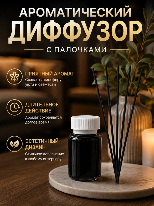 Havo xushbo'ylantirgich aromadiffuzor, Reed Diffuser, uy va ofis uchun, 50 ml - 