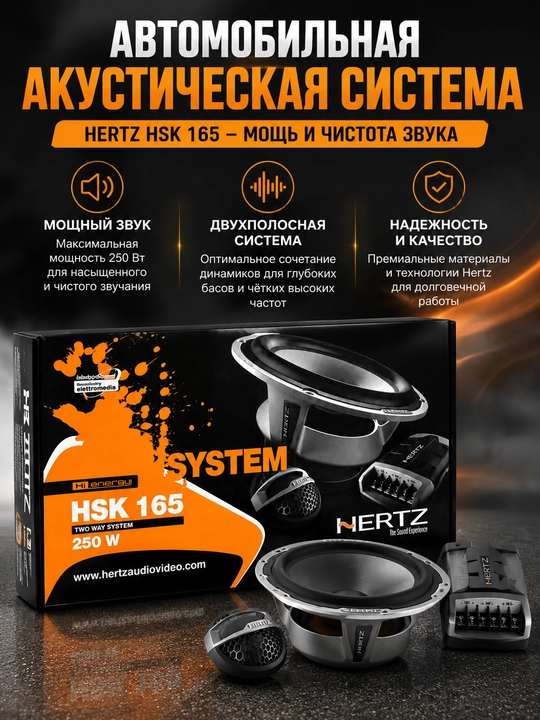 Avtokalonka Hertz HSK 165 16,5 sm (6.5 dyuym) komponent avtomobil akustikasi, 2 yo'lli - 