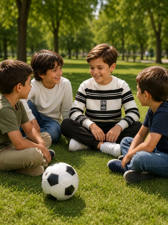 O‘g‘il bolalar uchun sport kostyumi, bahor-kuz, paxtali trikotaj, kofta va shim, 5–7 yosh