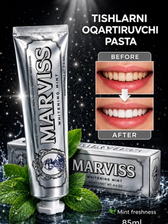 Зубная паста с отбеливающим эффектом, MARVIS Amarelli Licorice Mint, 85 мл - 