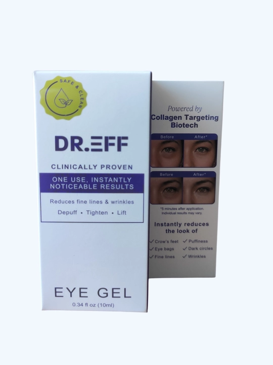Dr.Eff ko'z qovoqlari uchun oqartiruvchi gel: yorqin nigoh, ajinlarga qarshi namlash, 10 ml
