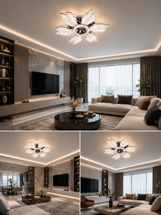 Bluetooth va pultli LED shift lyustrasi 72 Vt, 3 rejim, 25 m² gacha