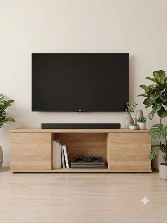 TV05. Minimalistik TV tumba – Televizor, media qurilmalari va saqlash uchun zamonaviy mebel - 