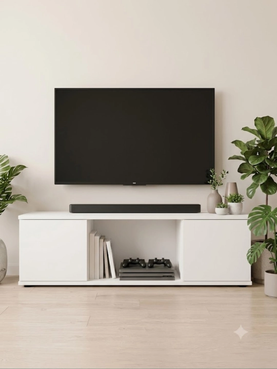TV05. Minimalistik TV tumba – Televizor, media qurilmalari va saqlash uchun zamonaviy mebel - 