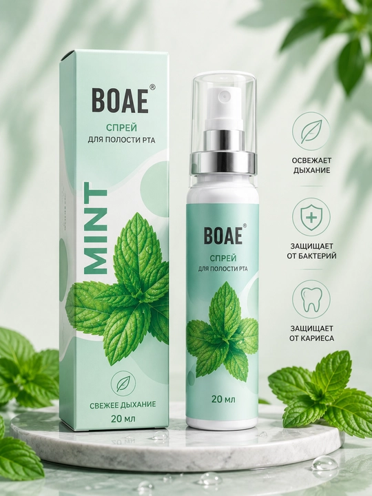 BOAE og'iz bo'shlig'i uchun sprey 20 ml - Nafasni yangilovchi sprey - Turli ta'mlar - 